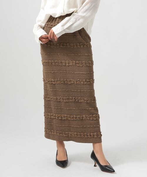 BAYFLOW(ベイフロー)の「≪予約≫ジャガードカットナロースカート(スカート・ナチュラル51/モカ59/ライム71・F)」の2枚目の写真