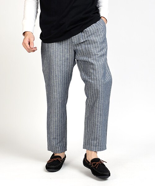 FREAK'S STORE(フリークスストア)の「リネンシャンブレータックパンツ(パンツ・メンズ・オフホワイト/ネイビー/ボーダー/ストライプ・S/M/L)」の3枚目の写真