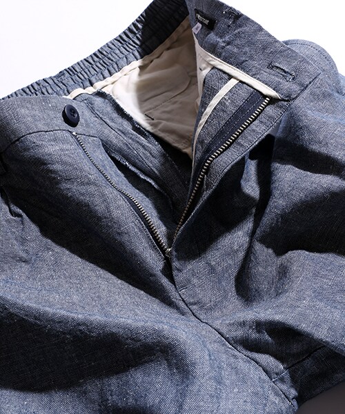 FREAK'S STORE(フリークスストア)の「リネンシャンブレータックパンツ(パンツ・メンズ・オフホワイト/ネイビー/ボーダー/ストライプ・S/M/L)」の9枚目の写真