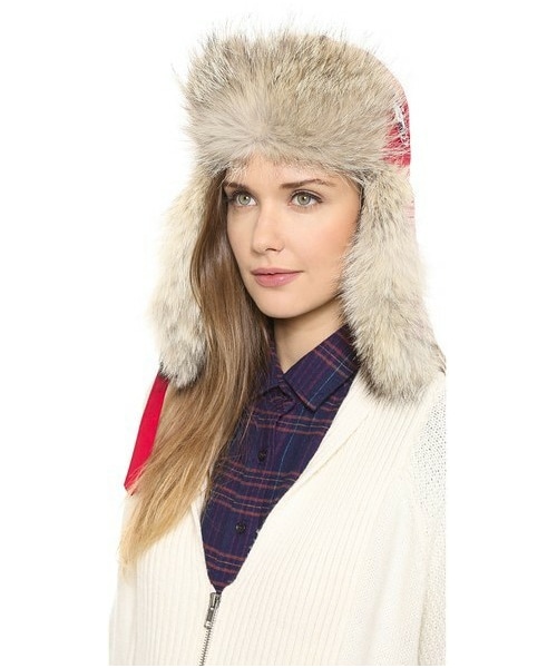 CANADA GOOSE(カナダグース)の「Canada Goose Aviator Hat(帽子・レディース・Black/Red・L/XL)」の2枚目の写真