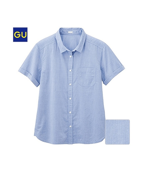GU（ジーユー）の「（GU）ロールアップシャツ（半袖）（WOMEN ⁄ シャツ・ブラウス・レディース・OFF WHITE/BLUE/YELLOW/GRAY/LIGHT ORANGE・L/XL/XXL/M/XS/S）」の3枚目の写真