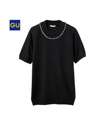 GU | （GU）ビジューセーター（半袖）(トップス)