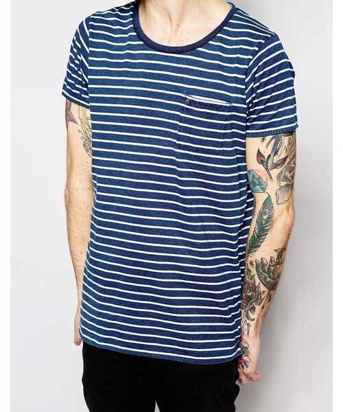 SCOTCH & SODA（スコッチ アンド ソーダ）の「Scotch & Soda T-Shirt with Stripe（Tシャツ/カットソー・メンズ・blue・S-Chest 36-38"/M-Chest 38-40"/L-Chest 40-42"/XL-Chest 42-44"/XXL-Chest 44-46"）」の2枚目の写真