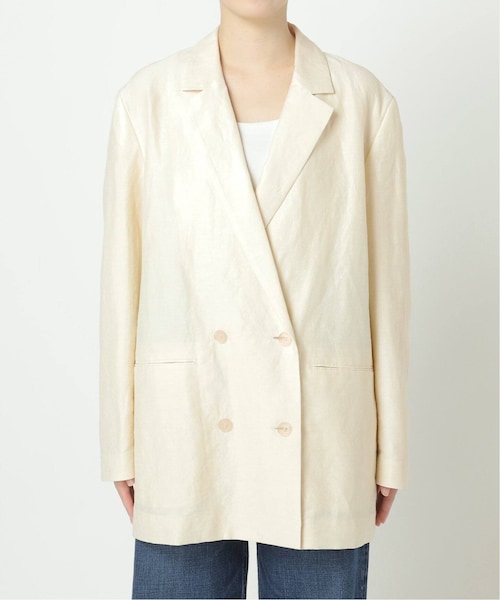 【美品】plage VIS/LINEN DB ジャケット / グレー VIS/LINEN DB ジャケット（テーラードジャケット）｜Plage