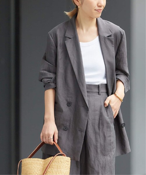 【美品】plage VIS/LINEN DB ジャケット / グレー VIS/LINEN DB ジャケット（テーラードジャケット）｜Plage