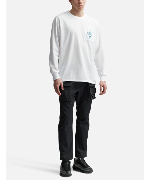 South2 West8（サウスツーウェストエイト）の「Long Sleeve Round Pocket T-shirt（その他・メンズ・White・S/M/L/XL）」の5枚目の写真