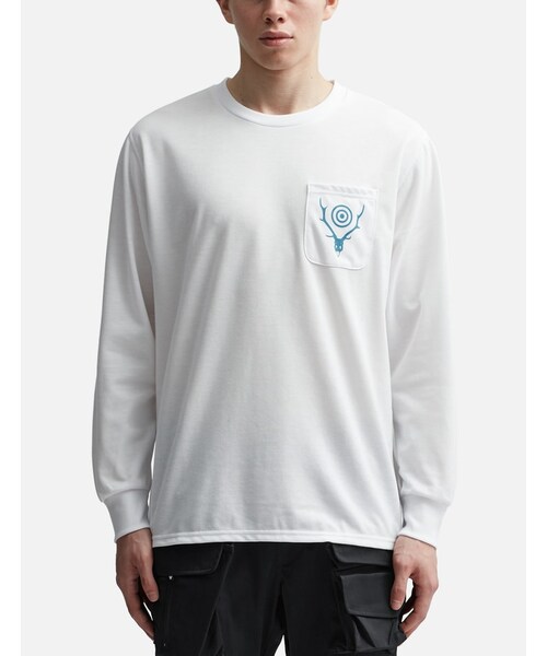 South2 West8（サウスツーウェストエイト）の「Long Sleeve Round Pocket T-shirt（その他・メンズ・White・S/M/L/XL）」の3枚目の写真