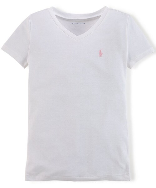 RALPH LAUREN(ラルフ ローレン)の「Ralph Lauren Girls' Solid V-Neck Tee(Tシャツ/カットソー・キッズ・Collection Black/White/Carmel Pink/Newport Navy/Lt. Sport Heather・XL/M/S/L)」の1枚目の写真