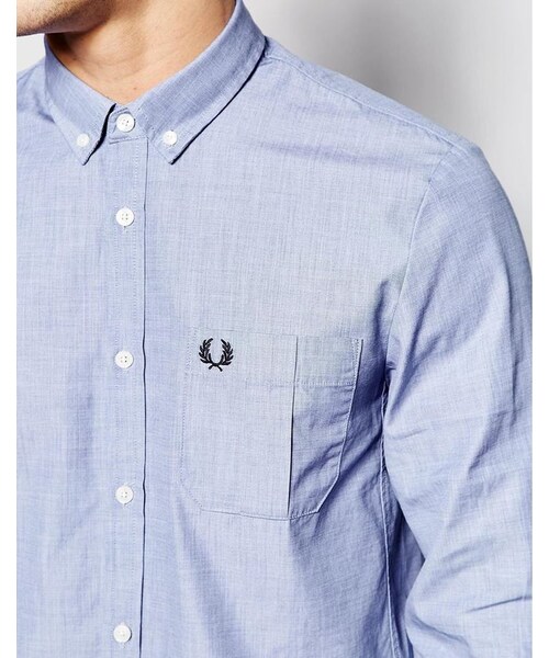 FRED PERRY（フレッドペリー）の「Fred Perry Shirt with Pocket（シャツ/ブラウス・メンズ・blue・XXL/XL/XS/M/S/L）」の4枚目の写真