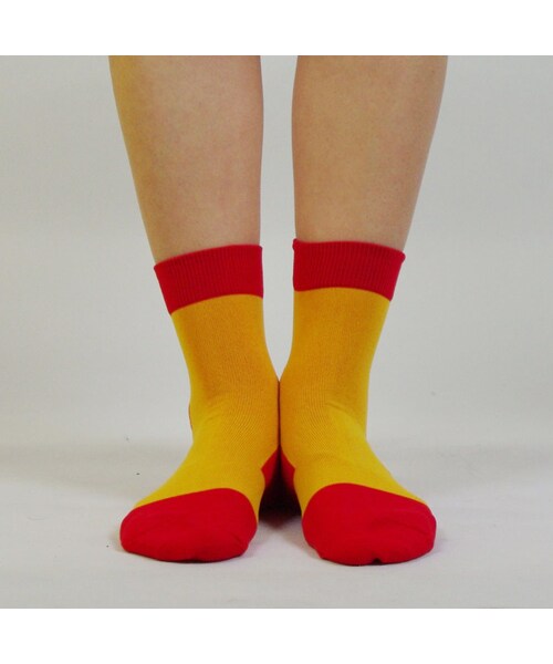 diddlediddle（ディドルディドル）の「SHOP別注カラー LET'S GO SOCKS / 32 RED YELLOW（ソックス/靴下・その他）」の3枚目の写真