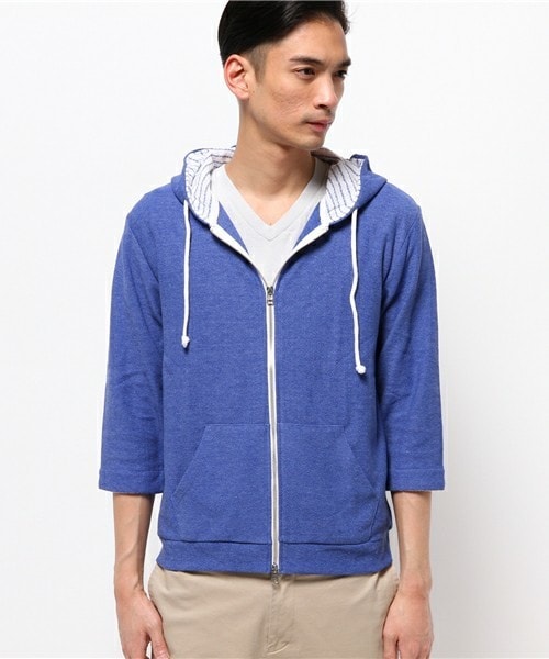 UNION STATION（ユニオンステーション）の「七分カットパーカー（パーカー・メンズ・ホワイト/ブルー/ネイビー・MEDIUM/LARGE/LL）」の4枚目の写真