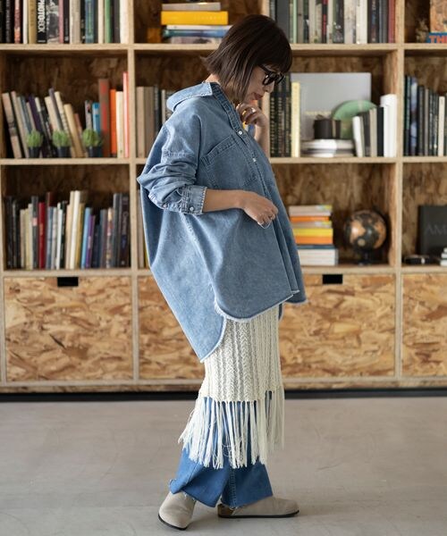 LEPSIM（レプシィム）の「7ゲージフリンジニットスカート（スカート・オフホワイト08/ブラック09・FREE SIZE）」の6枚目の写真