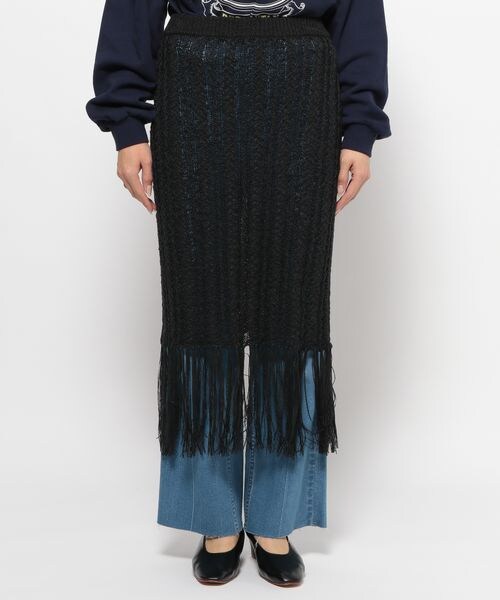 LEPSIM（レプシィム）の「7ゲージフリンジニットスカート（スカート・オフホワイト08/ブラック09・FREE SIZE）」の12枚目の写真