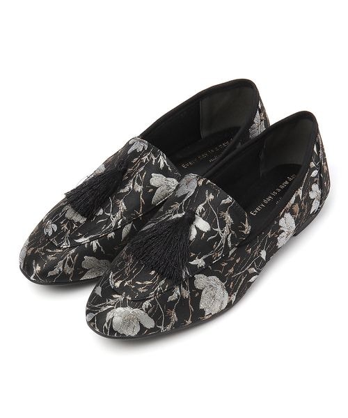新品未使用　花柄刺繍 オペラシューズ　ブラック　GIUSEPPE ZANOTTI studio CLIP（スタディオクリップ）の「花柄オペラシューズ（）」 - WEAR