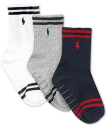 RALPH LAUREN | Ralph Lauren Boys' or Little Boys' 3-Pack Collegiate Striped Crew Socks(ソックス/靴下)