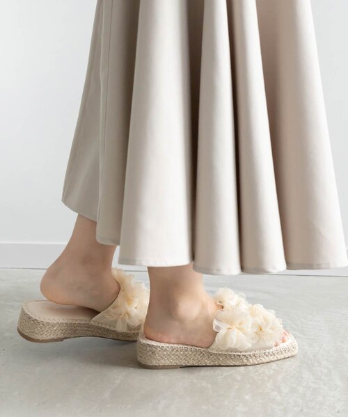 RANDA（ランダ）の「シフォンフラワーミュールサンダル（）」 - WEAR