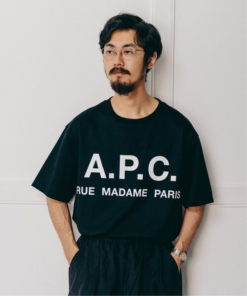 A.P.C×EDIFICE 別注オーバーサイズビッグロゴTシャツ　Mチャコール EDIFICE（エディフィス）の「《予約》別注 オーバーサイズ ロゴ