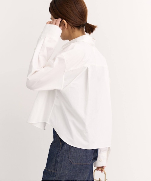 IENA イエナ タイプライタークロップドシャツ 24SS コットン 長袖 白 IENA イエナ タイプライタークロップドシャツ 24SS コットン 長袖 白