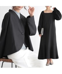 and it_（アンドイット）の「スタンドカラージャケット+スクエアネックワンピース(2点セット) M L（その他）」
