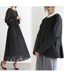 and it_（アンドイット）の「ノーカラージャケット+ウエストマークジャガードワンピース(2点セット)M L（その他）」