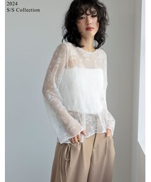 Re:EDIT（リエディ）の「レースプリーツシアートップス - トップス通販 | レディースファッション - Re:EDIT（リエディ）（その他・レディース）」
