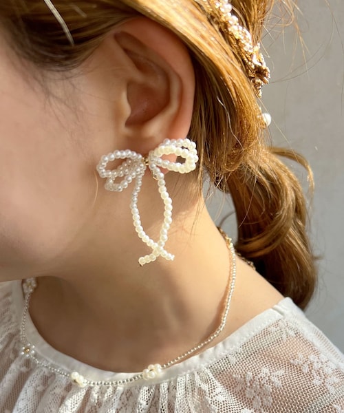 orgablanca パール　リボン　イヤリング BABI RIBBON EARRING＆PIERCE(バビリボンイヤリング＆ピアス