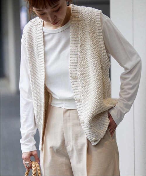 B.C STOCK（ベーセーストック）の「ミックスヤーンベスト（トップス・グレーA/(007)/フリー/在庫あり）」の20枚目の写真