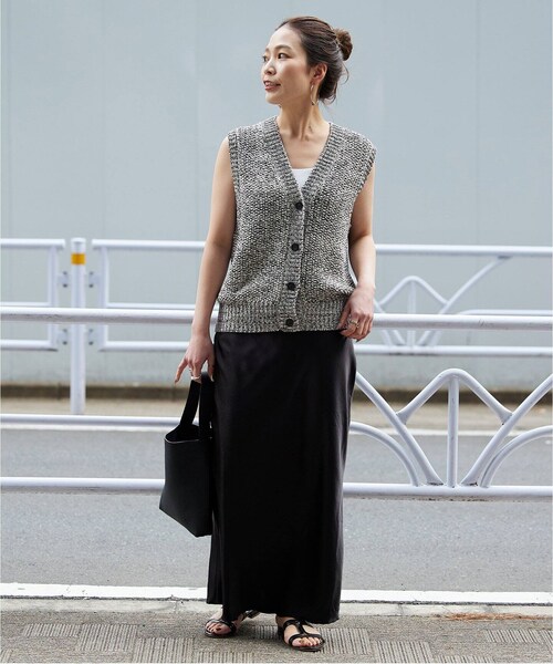 B.C STOCK（ベーセーストック）の「ミックスヤーンベスト（トップス・グレーA/(007)/フリー/在庫あり）」の4枚目の写真