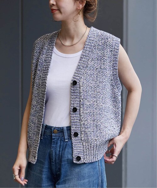 B.C STOCK（ベーセーストック）の「ミックスヤーンベスト（トップス・グレーA/(007)/フリー/在庫あり）」の3枚目の写真