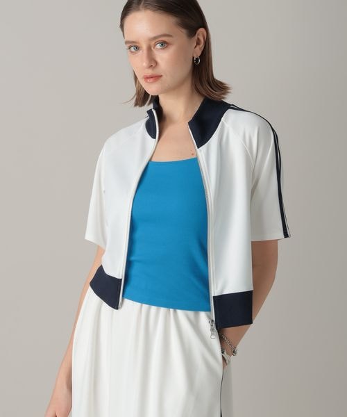 FOREVER 21(フォーエバー トゥエンティーワン)の「半袖トラックジャケット(ジャケット/アウター・オフホワイト05/ブラック09/ライトブラウン51・FREE)」の1枚目の写真