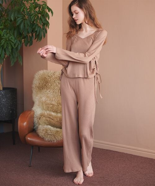 ピーチジョン ルームウェア ラウンジリブ3点セット S~M レディース PEACH JOHN（ピーチジョン）の「ドローストリングリブ3点セット