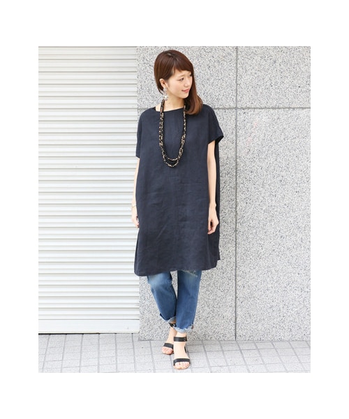 URBAN RESEARCH DOORS(アーバンリサーチドアーズ)の「リネンタックワンピース(ワンピース/ドレス・レディース・SMOKE NAVY/NAVY/BLACK・one)」の7枚目の写真
