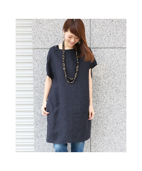 URBAN RESEARCH DOORS(アーバンリサーチドアーズ)の「リネンタックワンピース(ワンピース/ドレス・レディース・SMOKE NAVY/NAVY/BLACK・one)」の8枚目の写真
