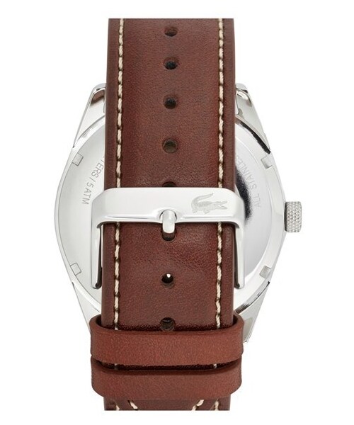 LACOSTE(ラコステ)の「Lacoste 'Austin' Leather Strap Watch, 44mm(アナログ腕時計・メンズ・Brown/ Silver/ Blue)」の3枚目の写真
