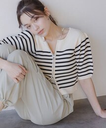mysty woman（ミスティウーマン）の「ジップリブニットプルオーバー（トップス）」