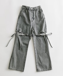 OLIVE des OLIVE サイドスリットストレッチ デニムパンツ S セール】【S/M/Lサイズ展開/美脚効果】サイドスリットストレッチ