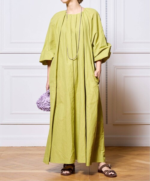 美品✦24SS イエナラブークル スラブタックドレス リネン混 ラグラン袖 美品✦24SS イエナラブークル スラブタックドレス リネン混