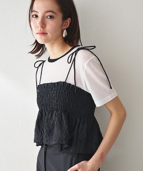 Whim Gazette リボンキャミソール ブラック Whim Gazette キャミソール ブラック Whim Gazette リボンキャミソール