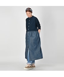 45R（フォーティファイブアール）の「デニム×でこぼこ天竺のドレス