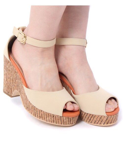 mysty woman（ミスティウーマン）の「ストライプヒールサンダル（シューズ・レディース・アイボリー/イエロー/ブラック・M/L）」の4枚目の写真