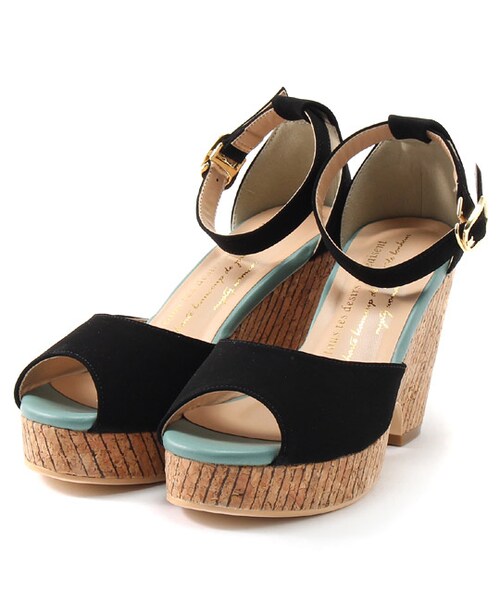 mysty woman（ミスティウーマン）の「ストライプヒールサンダル（シューズ・レディース・アイボリー/イエロー/ブラック・M/L）」の2枚目の写真