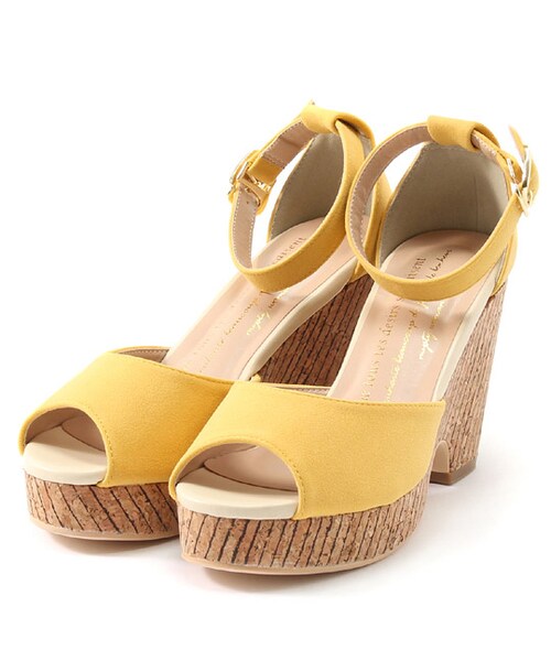 mysty woman（ミスティウーマン）の「ストライプヒールサンダル（シューズ・レディース・アイボリー/イエロー/ブラック・M/L）」の3枚目の写真