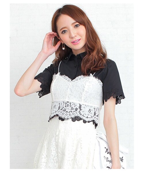 MIIA（ミーア）の「レースブラトップ（トップス・レディース・ブラック/ネイビー/ホワイト・F）」の2枚目の写真