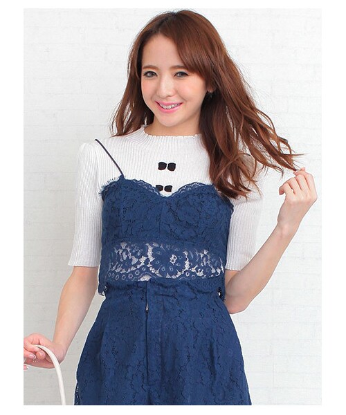 MIIA（ミーア）の「レースブラトップ（トップス・レディース・ブラック/ネイビー/ホワイト・F）」の3枚目の写真