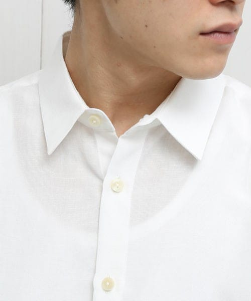 STUDIOUS（ステュディオス）の「レーヨンリネンロングシャツ O.WHT