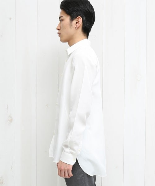 STUDIOUS / 長袖デザインシャツ/1/レーヨン/WHT STUDIOUS（ステュディオス）の「レーヨンリネンロングシャツ O.WHT