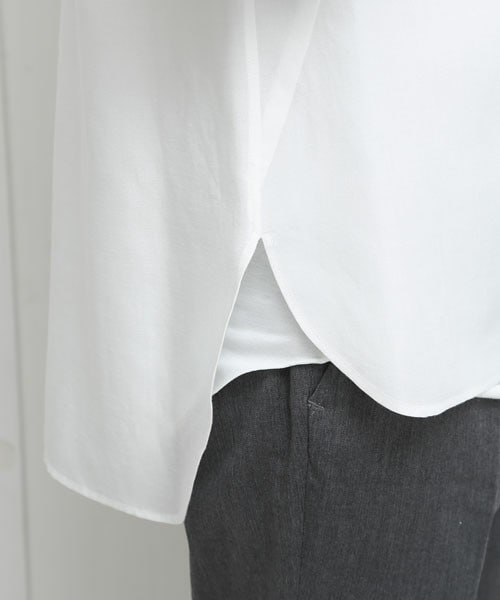 STUDIOUS（ステュディオス）の「レーヨンリネンロングシャツ O.WHT