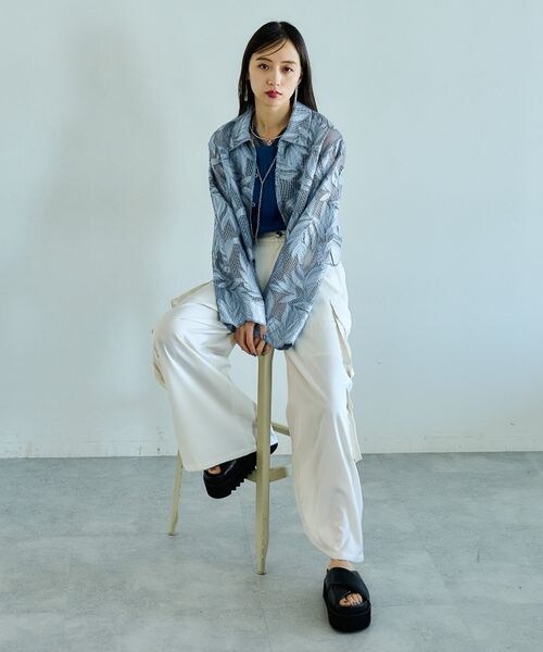 【冬バーゲン★】 HARE（ハレ）の「メッシュシシュウショートシャツ（）」 WEAR - トップス