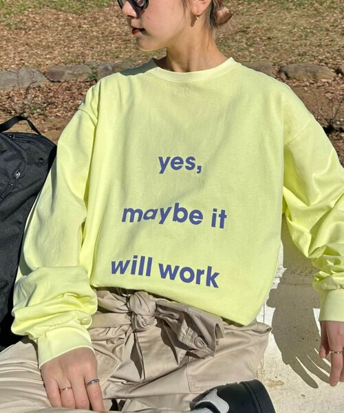 CIAOPANIC TYPY（チャオパニックティピー）の「【UNISEX】メッセージプリントロンTee（Tシャツ/カットソー・レディース・ホワイト/イエロー/グレー・M/L）」の3枚目の写真