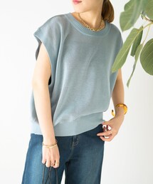 un dix cors（アンディコール）の「《予約》リネン混フレンチスリーブニット（ニット/セーター）」